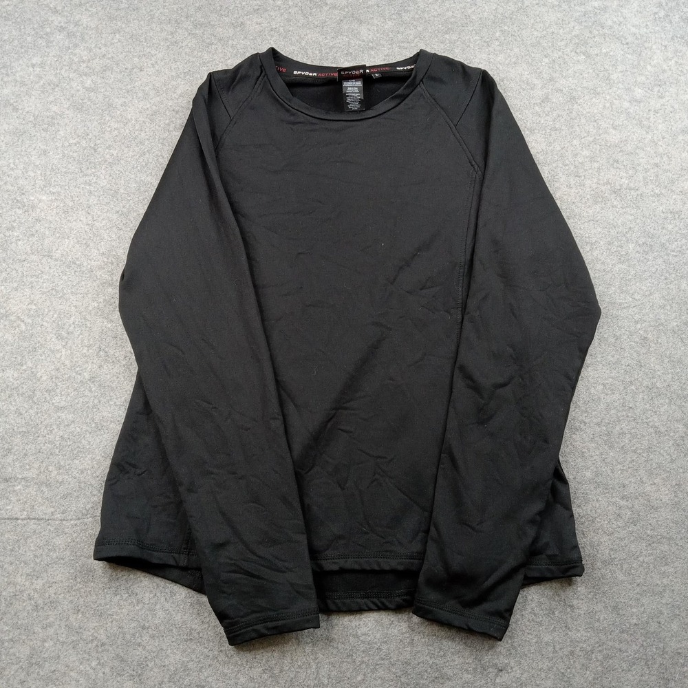 Spyder Shirt Mens Large Active Black Long Sleeve Raglan Stretch Athletic Top